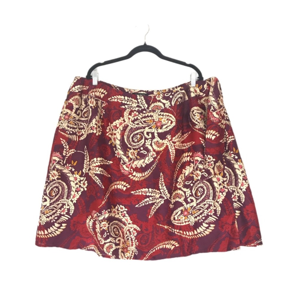 TALBOTS Paisley 100% Silk Skirt Tie Side Elastic Stretchy Faux Wrap Size 24W